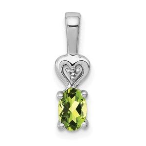 Sterling Silver Peridot August Birthstone & Diamond Mini Charm Pendant